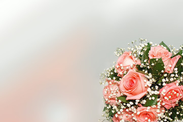 Wedding Bridal bouquet of roses, background