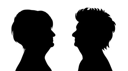 Vector silhouette of couple on white background.