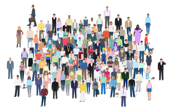 Crowd of different people, vector illustration
