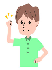 男性　ガッツポーズ