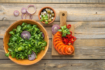 Ingredients for cooking salad