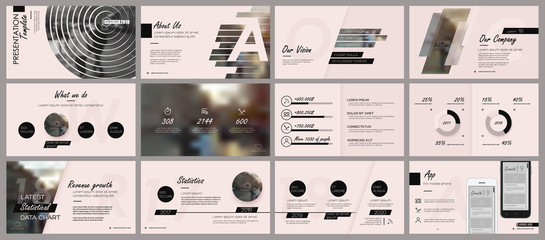 Black elements for infographics on a rose background. Presentation templates. Use in presentation, flyer and leaflet, corporate report, marketing, advertising, annual report, banner.