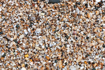 Wet stones worn by the waves