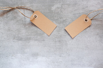 Gift tags made from recycled paper with string