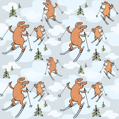 Children's seamless pattern in cartoon style with cute dogs. Father&rsquo;s day vector background.