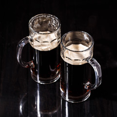 Beer on blank black table