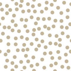 Polka Dots Pattern ,Gold Dots on White Background, Seamless Pattern for Fabric and Wrapping Paper, Vector Illustration