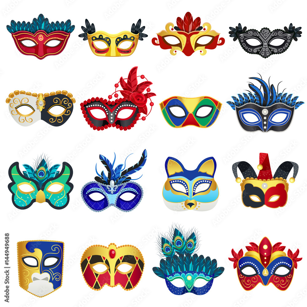 Poster venetian carnival masks set