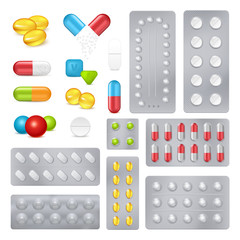 Medicine Pills Capsules Realistic Images Set