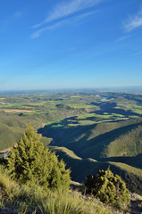 Spring view of the Spanish plain with a river in the canyon, Hoya de Huesca
