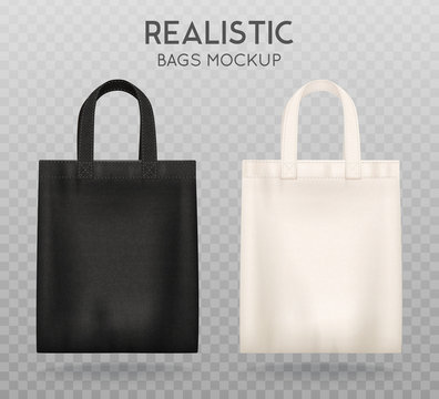 Black White Tote Bags Transparent Background