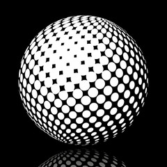 Set abstract halftone 3D spheres. Dotted spot vector design elements.