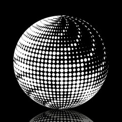 Set abstract halftone 3D spheres. Dotted spot vector design elements.