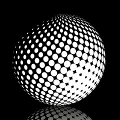 Set abstract halftone 3D spheres. Dotted spot vector design elements.