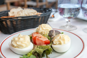 Fresh fruits salad with egg
