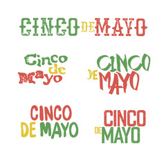 Cinco de Mayo badges. Holiday typography design set. Vector Cinco de Mayo logotypes collection.