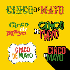 Cinco de Mayo badges. Holiday typography design set. Vector Cinco de Mayo logotypes collection.