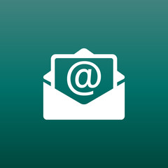 Mail envelope icon vector isolated on green background. Symbols of email flat vector illustration.