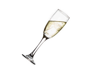 Glass of white wine isolated on a white background.