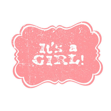 It's a boy lettering, it's a girl lettering. Baby shower party design element. Vector greeting labels.