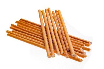 bread sticks on white background