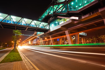 City road surface floor with viaduct bridge