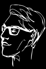 vector sketch of the face of an adult male with glasses