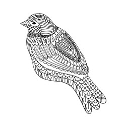 Obraz premium Coloring book for adults. Vector hand drawn bird.