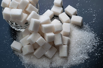 Various kinds of sugar. Top view, closeup