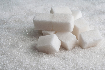 sugar background with cubes of white sugar
