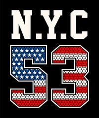 athletic nyc 53 print for t-shirt or apparel. Retro artwork and typography.