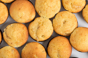 Baked muffins closeup.