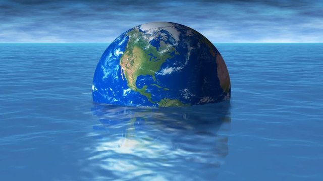 Global Warming &ndash; Earth in Water 4K loop.
Animation of our planet drowning by the rising sea level. Symbolizing floods caused by climate change. Perfect loop in 4K.