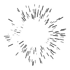 Obraz premium Sun burst shapes. Linear drawing of rays of the sun in dynamic style. Vector illustration. Icon black on white. Design element for logo, signs