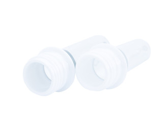 PET bottle preform on white background.