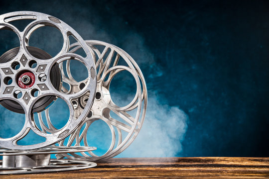 Old style movie reels, close-up.