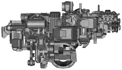 3d illustration of abstract industrial equipment technology