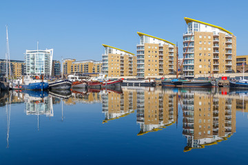 Waterside apartments at Limehosue Basin in London