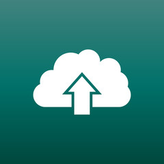 Cloud icon. Internet download symbol. Flat vector illustration on green background.