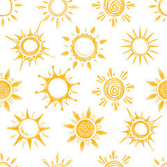 Funny yellow summer sun vector seamless pattern