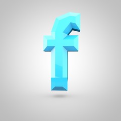 Fototapeta premium Blue low poly alphabet letter F lowercase isolated on white background.