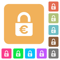 Locked euros rounded square flat icons