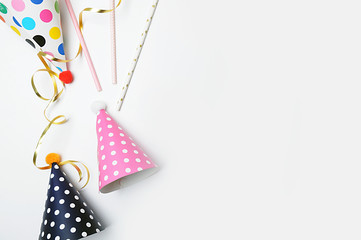 Party mockup. White background. Event. Decor table view. Flat Lay.