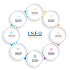 Vector pie chart. Presentation template with 8 steps, options, sections.