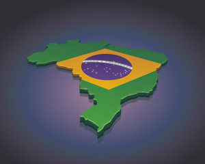 Map of Brazil 3D (dark background)