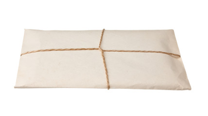 parcel wrapped with brown kraft paper