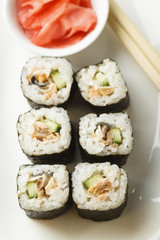 Rolls with cucumber and salmonv