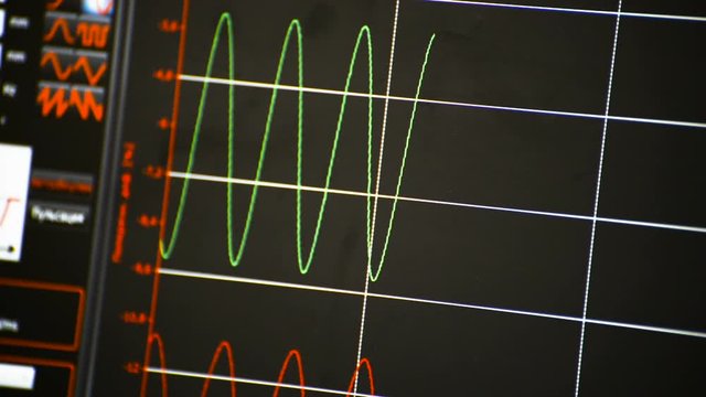 sine wave is displayed on the black screen.