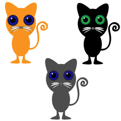 Cats on white background