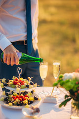 Obraz na płótnie Canvas Wedding champagne. Wedding in Montenegro. Wedding tradition
